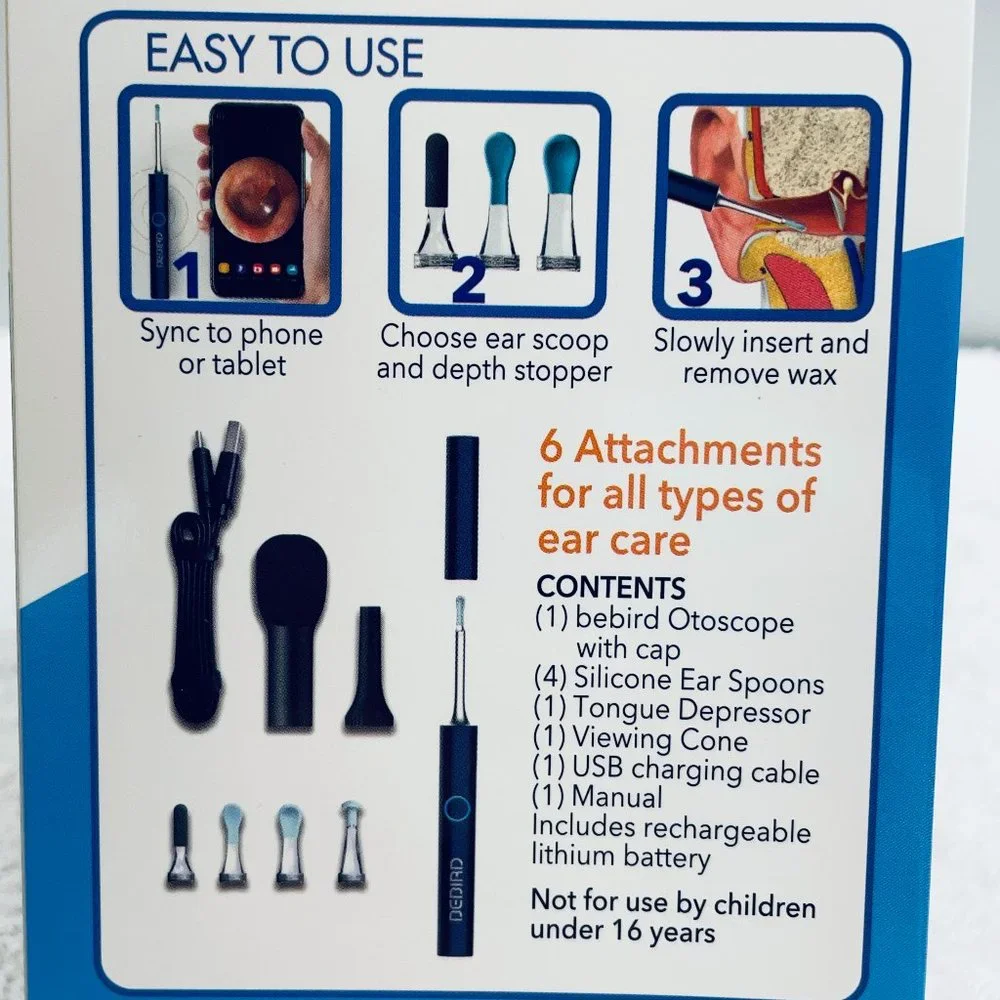 NEW BeBird Ear Wax Removal System, View/Clean, People & Pets, 6 Attachments